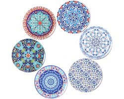 BOHORIA Premium Design Onderzetters Set van 6 Decoratieve Onderzetters voor Glazen, Kopjes, Vazen, Kaarsen op uw Houten, Glazen of Stenen Eettafel Boho Editie, Oriëntaals