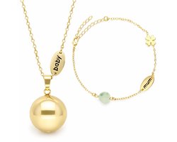 Bola Set Zwangerschapshanger Incl. Ketting en Armband - Stone Beads Mum / Baby - Goud