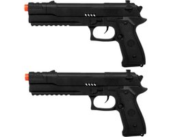 Boland politie verkleed accessoires/wapen - 2x stuks - zwart - kunststof - 27 cm - SWAT/FBI/gangster/soldaten