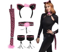 Boland - Set Cute leopard roze - Volwassenen - Vrouwen - Luipaard - Accessoireset - Sexy - Vrijgezellenfeest - Carnaval - Themafeest