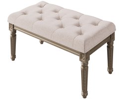 Boleen - Gestoffeerde Bank - gestoffeerd bankje - Slaapkamer - Eetkamer - Pianokruk - Woonkamer - Hout - Beige