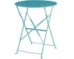 Bolero ronde stalen opklapbare tafel turquoise 59,5cm Ø