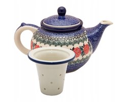 Bolesławiec Theepot 1.2L met Zeef - Handgemaakt Keramiek