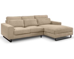 Bolivia L-vormige sofa rechts beige | Moderne linnen bank met relaxcomfort