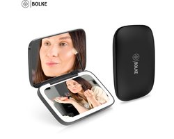 Bolke Make-up Spiegel met Verlichting - 5x Vergroting - Zakspiegel Reisspiegel Klapspiegel - LED Handspiegel