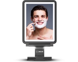 Bolke® - scheerspiegel - scheerspiegel wandmodel - douche spiegel - anticondens - scheerspiegel douche - alternatief voor zuignap - badkamerspiegel met led verlichting - verschillende lichstanden