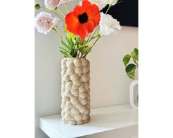 BOLLA Vaas – 3D Geprint van Bio-Based PLA | Bloemenvaas | Decoratie Vaas | Vaas voor Droogbloemen & Zijdebloemen | Beige