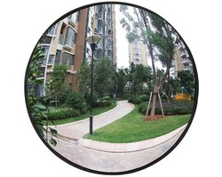 Bolle veiligheidsspiegel – 30 cm diameter – Verkeersobservatiespiegel – Breedbeeldspiegel voor binnen – Geschikt voor in- en uitgangen, industrieterreinen, parkeerterreinen of magazijnen – Helder en veilig zichtveld – Inclusief montagebeugel – Zwart