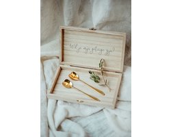 Bolletoet - houten kistje + 2 hartjes lepels - Getuige vraag - personaliseren - trouwen - bruiloft decoratie