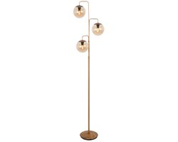 Bollique 4611BR klassieke vloerlamp met 3 lichtpunten van brons, hoogte 173 cm, met glazen bollen en metalen constructie - Steinhauer