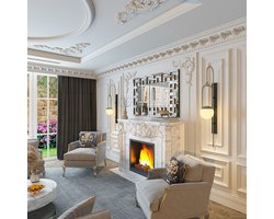 Bolliving - Spiegel - grote spiegel - decoratieve spiegel - Griekse spiegel - Venetiaanse spiegel - zilveren - rechthoekig