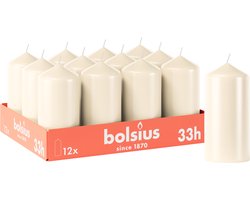 Bolsius - 12 Stompkaarsen - Ivoor - 33 branduren - 12 x 5,8 cm