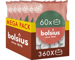 Bolsius - 360 Waxinelichtjes - Theelichtjes - 6 uur - Wit - 6 - Grootverpakking