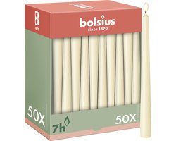 Bolsius - Gladde Dinerkaarsen - 50 stuks - Ivoor - 24,5 cm - Voordeelverpakking