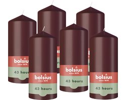 Bolsius - Gladde Stompkaarsen - 6 Stuks - Bordeaux Rood - 13 cm - 43 Branduren