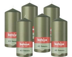 Bolsius - Gladde Stompkaarsen - 6 Stuks - Groen - 13 cm - 43 Branduren