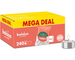 Bolsius - Grootverpakking Waxinelichtjes - 240 Stuks - Theelichtjes - Wit - 6 branduren - Duurzamere Theelichten