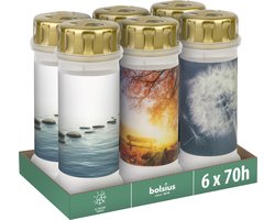 Bolsius - Herdenkingslicht - Wit met patroon - 6 stuks - 70 Branduren