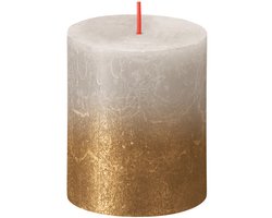 Bolsius - Rustiek stompkaars - Fading metallic - 80/68 - 1 Stuk - Sandy Grey + Gold
