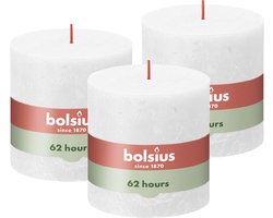 Bolsius - Rustieke Kaars - 3 Stuks - Wit - 10cm - 62 Branduren