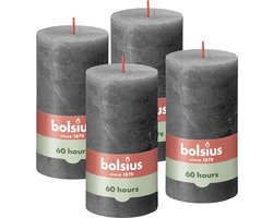 Bolsius - Rustieke Kaars - 4 Stuks - Antraciet - 13cm