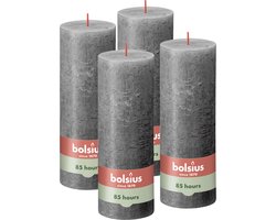 Bolsius - Rustieke Kaars - 4 Stuks - Antraciet - 19cm