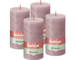 Bolsius - Rustieke Kaars - 4 Stuks - Oud Roze - 13cm
