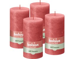 Bolsius - Rustieke Kaars - 4 Stuks - Roze - 13cm