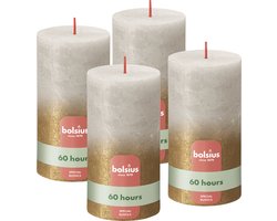 Bolsius - Rustieke kaars Shimmer - 4 Stuks - Fading Metallic grijs & Goud - 13cm - 60 branduren