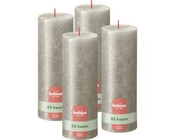 Bolsius - Rustieke kaars Shimmer - 4 Stuks - Metallic Champagne Zilver - 19cm - 85 branduren