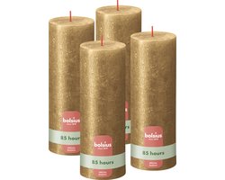 Bolsius - Rustieke kaars Shimmer - 4 Stuks - Metallic Goud - 19cm - 85 branduren
