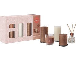 Bolsius - Rustieke Kaarsen Set - Geur Set - Giftset - Cozy Hideaway - Appel Kaneel