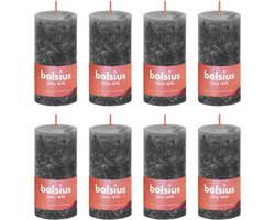 Bolsius Stompkaarsen Shine 8 st rustiek 100x50 mm stormgrijs