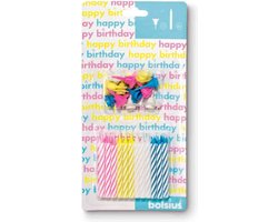 Bolsius - Taartkaarsjes - 24 kaarsjes - 12 houders - Assorti