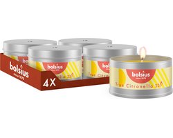 Bolsius - True Citronella - Geurkaars in Blik - 4 stuks - 22 branduren