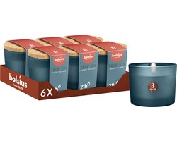 Bolsius - True Joy - 6 Geurkaarsen met Kurken Deksel - Woody Wellness - Blauw - Voordeelverpakking - Geur Kaars