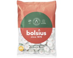 Bolsius Waxinelicht 4 uur brandtijd - zak 75 stuks - wit