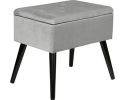 Bolt Edge Poef met Opbergruimte - Grijs - Zitkist - Voetenbank - Hocker - Praktisch & Luxe