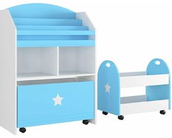 Bolt Edge Speelgoedkasten - Wit - MDF - Voor kinderen - Opbergkast en boekenrek - Set van 2