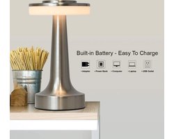 Bolt Electronics® - Tafellamp - Oplaadbaar en dimbaar - Slaapkamer - Zilver