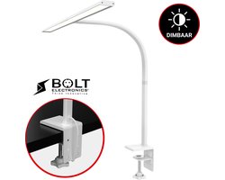 Bolt Electronics®LED Bureaulamp met Klem – Duurzame Monitor Lamp – Leeslamp met Dimfunctie – Zilver