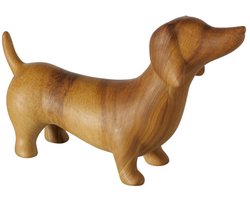 Boltze - Beeld - Sculpture - Teckel - Hond - Keramiek - Houtlook - 14x24cm