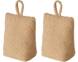 Boltze deurstopper - 2x - 1 kilo - licht bruin - pluche - 20 x 10 cm