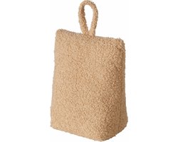 Boltze Deurstopper zak - 1 kg - licht bruin - pluche/teddy stof - 20 x 10 cm