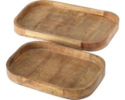 Boltze - Dienbladen - Decoratie dienbladen - Set van 2 - Mango hout - 45x30 en 38x25cm