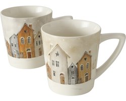 Boltze Home Beker Houses 300ml porselein (1 stuk) assorti