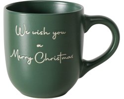 Boltze Home kerst mok porselein 300ml donkergroen vaatwasserbestendig.