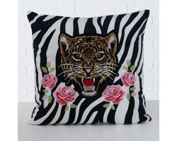 Boltze Home Kussen Pardy zebra print 100% polyester zwart, wit