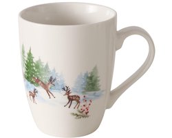 Boltze Home mok porselein Roxy 340ml winterprint vaatwasserbestendig.