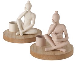 Boltze - Kaarsenhouders - Set van 2 - Kandelaars - ME Time - Vrouwen - Beige en Creme